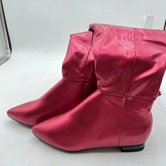 Wine Red Over The Knee High Boots Pointed Toe Flat Comfortable Back Zipper Shoes - Picture 3 of 7